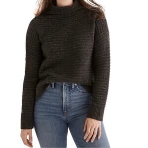 Madewell Donegal Belmont Mockneck Black Wool Blend Sweater XL K5426